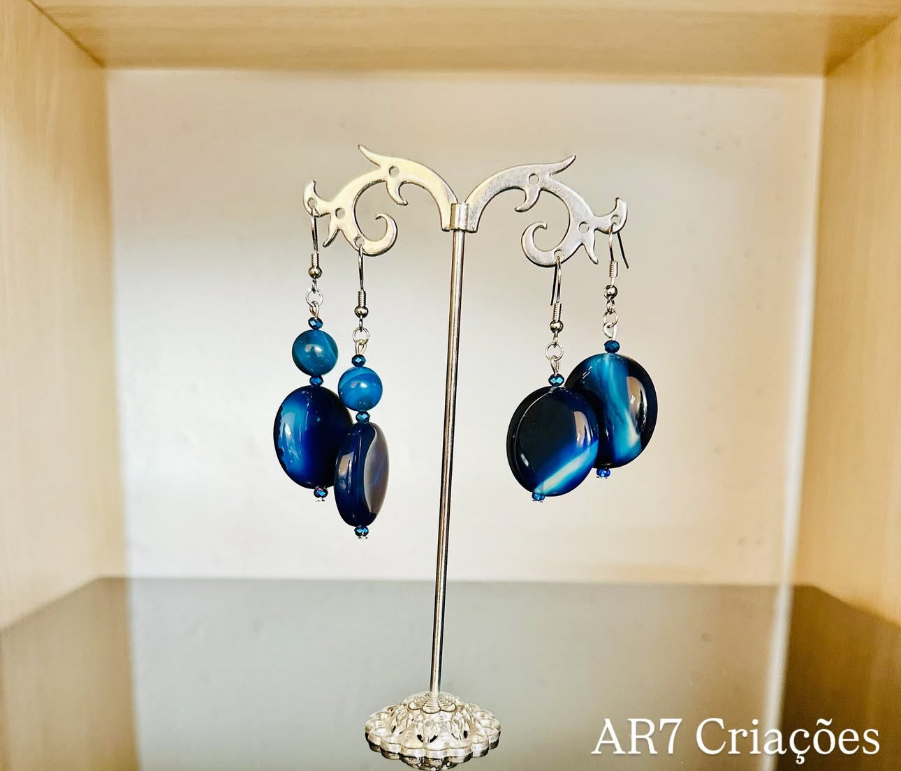 Brincos murano azul